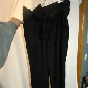H&M Black Stretchy Tie Straight Leg Dress Pants with Tie